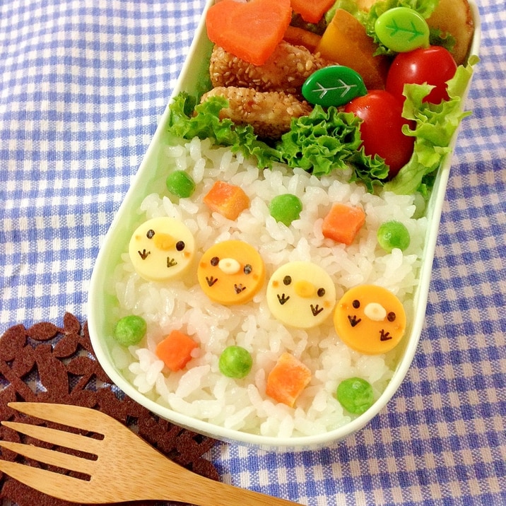 簡単キャラ弁☆チーズｄｅひよこちゃんのお弁当♪